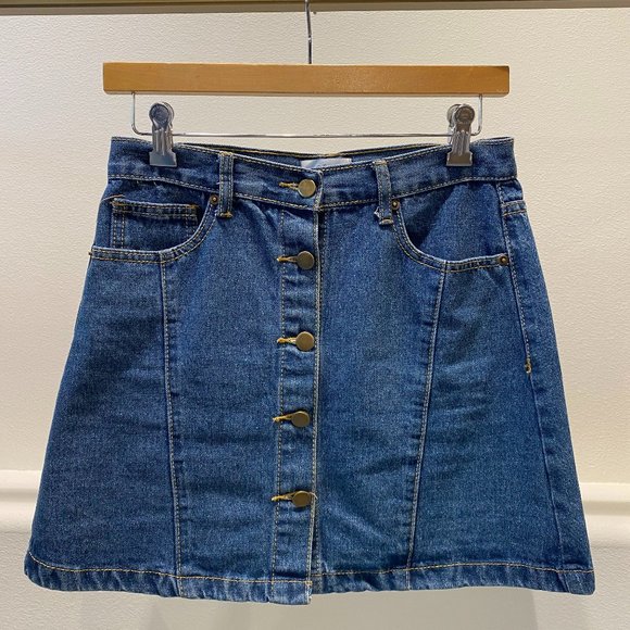 Denim Button Skirt - Picture 1 of 2